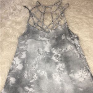 Grey and White Tie-Dye Tank Top
